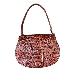 Brahmin Cynthia Shoulder Bag Whiskey Ombre Croc Embossed NWOT